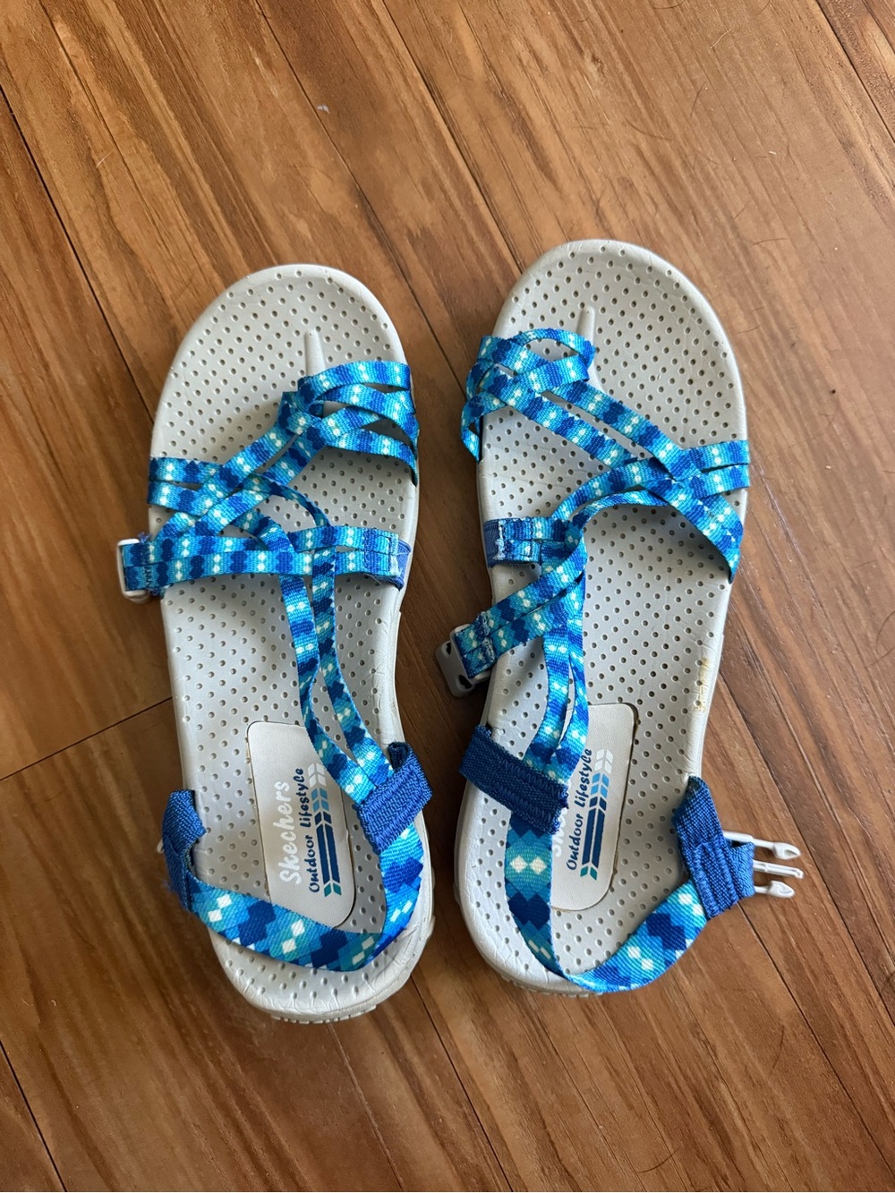 Skechers Blue Geometric Strap Sandals